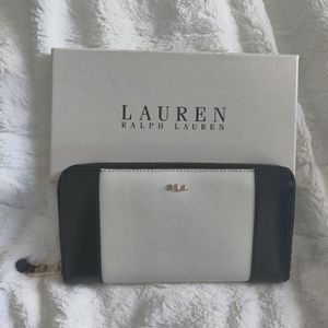 NEW Lauren black and ivory Tate continental wallet